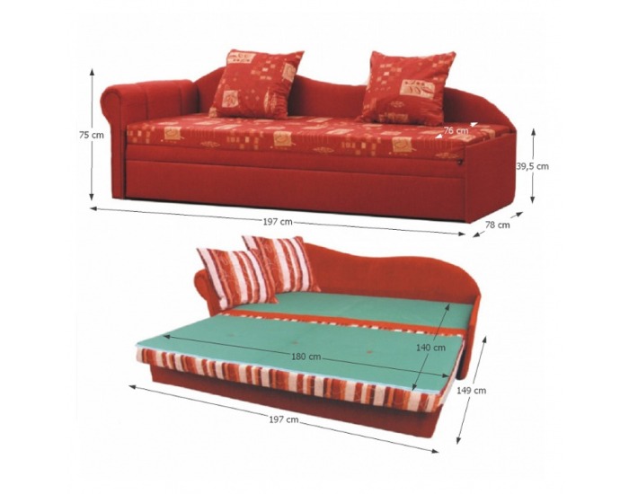 Rozkladacia pohovka s úložným priestorom Aga D L - mix