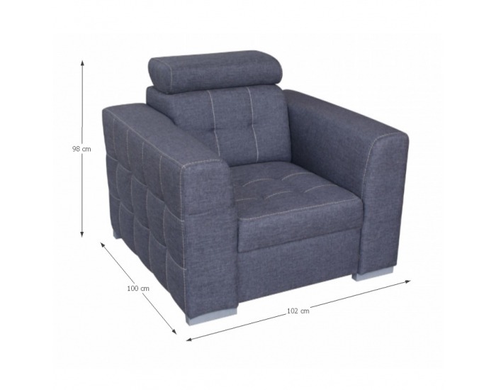 Kreslo Kazara - sivá / svetlé šitie