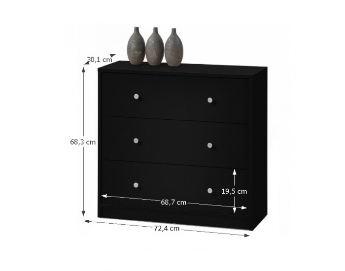 Zásuvková komoda May 3 - čierna