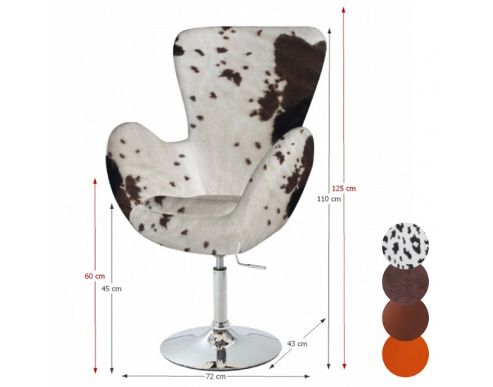 Dizajnové otočné kreslo Olli - animal / chróm