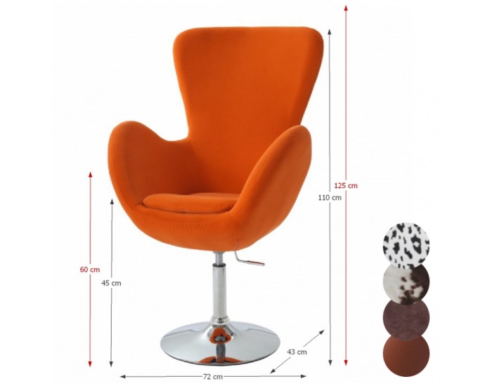 Dizajnové otočné kreslo Olli - oranžová / chróm