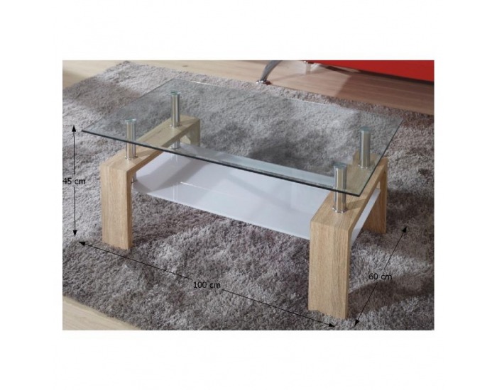 Konferenčný stolík Libor - dub sonoma / číre sklo