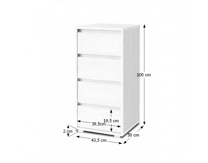 Zásuvková komoda Tasilo 3 - biela