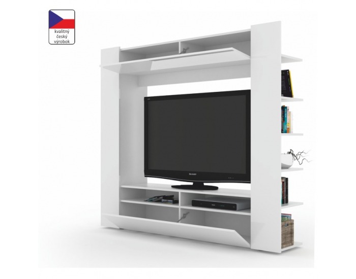 Obývacia stena Media - biela / biely pololesk