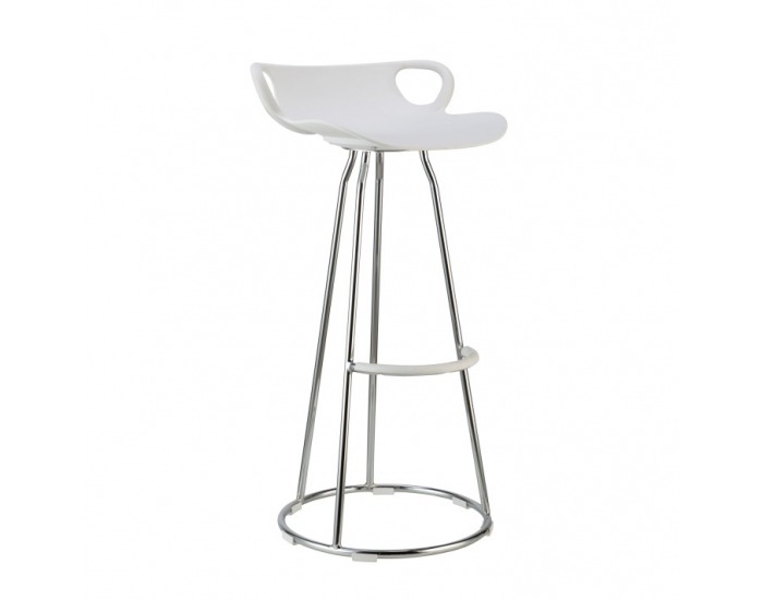 Barová stolička Gladi - chróm / biela