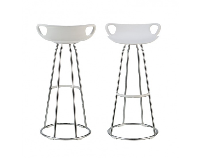 Barová stolička Gladi - chróm / biela