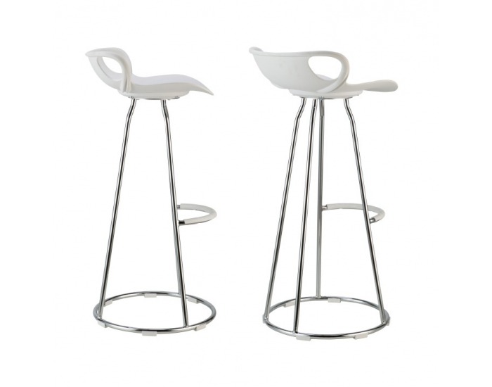 Barová stolička Gladi - chróm / biela