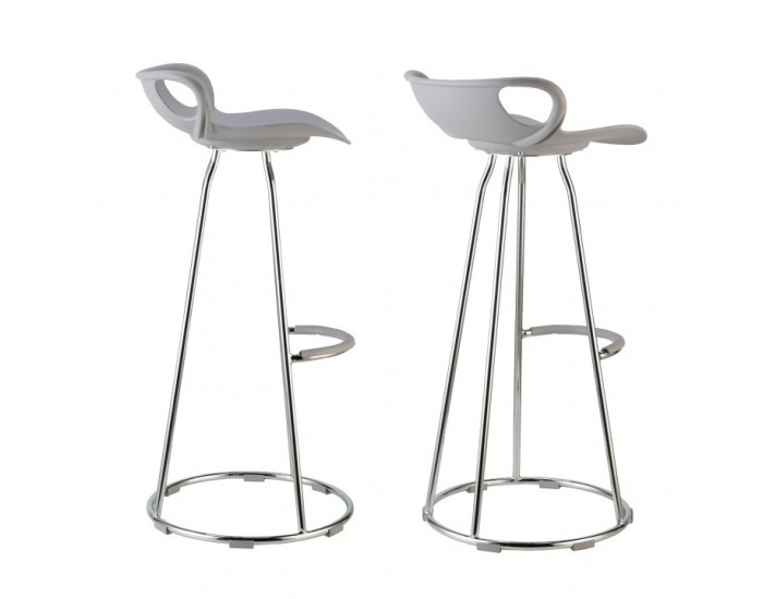 Barová stolička Gladi - chróm / sivá