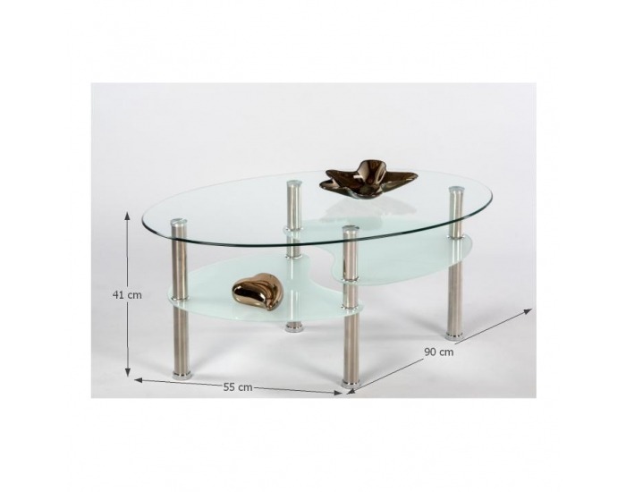 Konferenčný stolík Wave - oceľ / číre a pieskové sklo