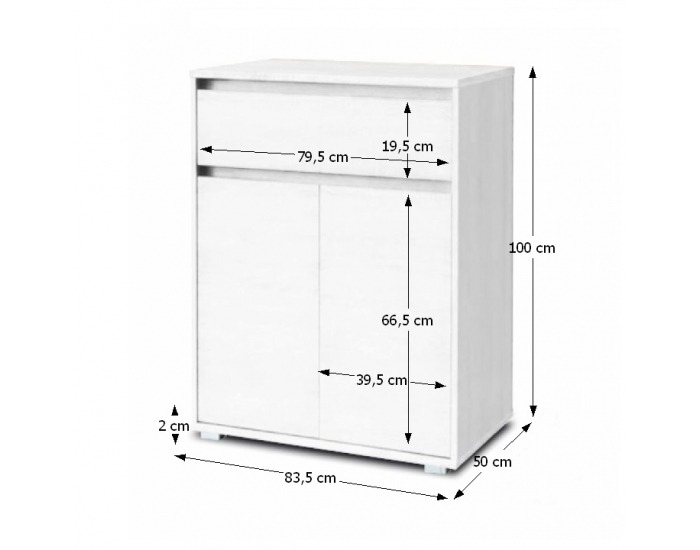 Dvojdverová komoda Tasilo 1 - biela