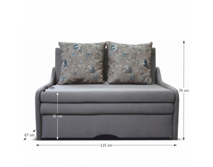 Rozkladacia pohovka s úložným priestorom Toy - sivá