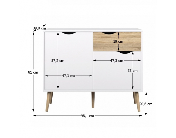 Dvojdverová komoda Oslo 75387 - dub sonoma / biela