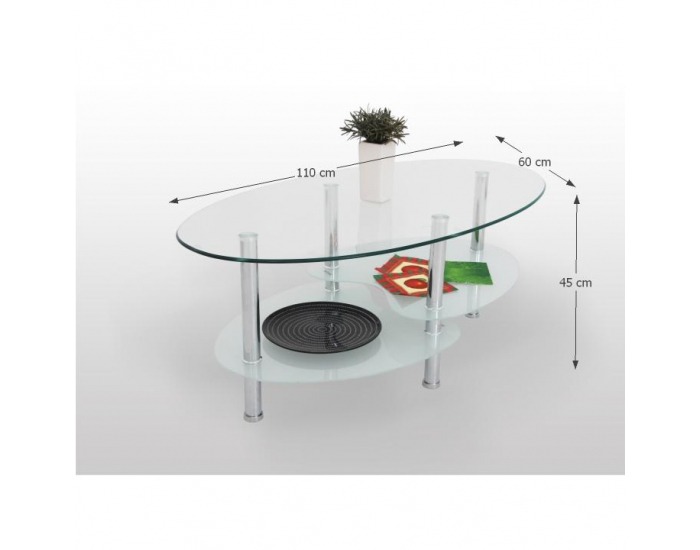 Konferenčný stolík Sany C-709 - chróm / sklo