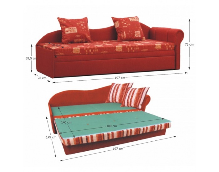 Rozkladacia pohovka s úložným priestorom Aga D P - mix