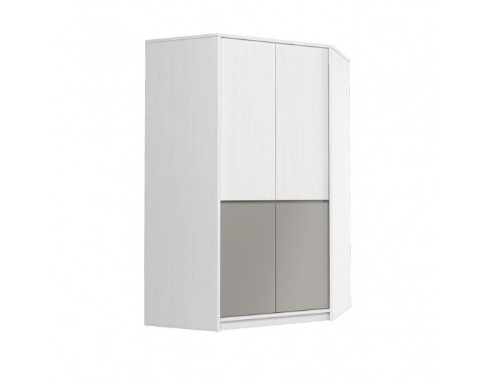 Rohová šatníková skriňa Manti N2D - sosna Andersen / congo sivá