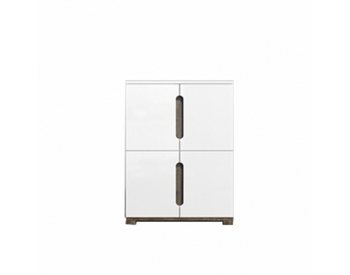 Štvordverová komoda Lorien LS 44 - san remo / biela / biely vysoký lesk