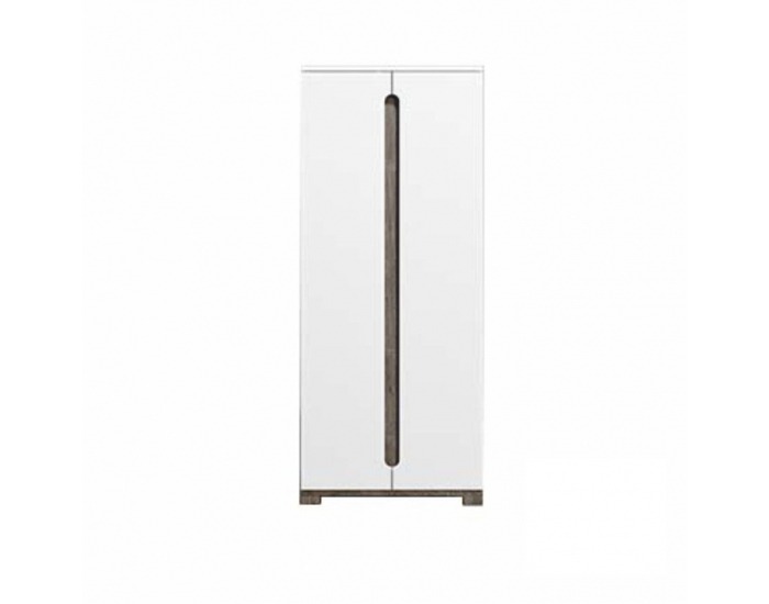 Šatníková skriňa Lorien LS 72 2D - san remo / biela / biely vysoký lesk