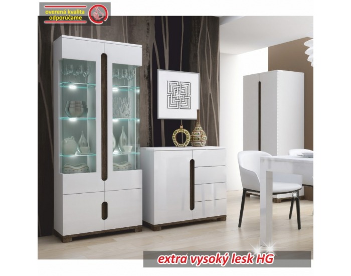 Rozkladací jedálenský stôl Lorien LS 88 - biela / biely vysoký lesk