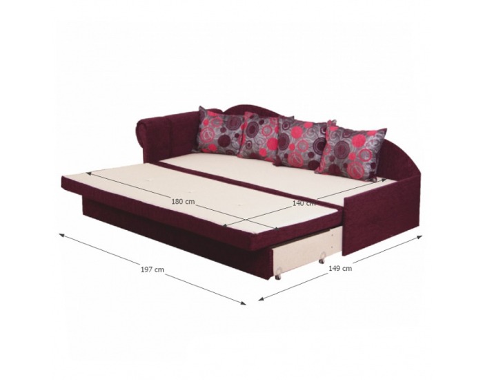 Rozkladacia pohovka s úložným priestorom Aga D L - ružová / vzor