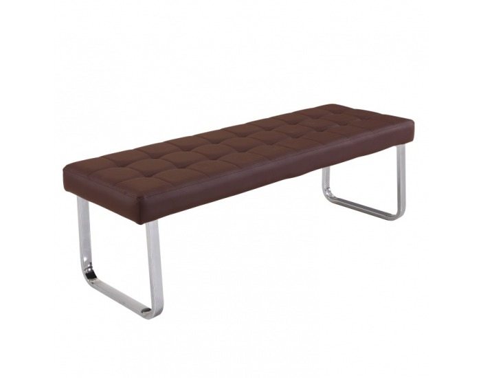 Čalúnená lavica Brand - hnedá / chróm
