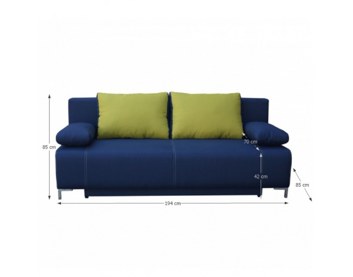 Rozkladacia pohovka s úložným priestorom Tami - modrá / zelená