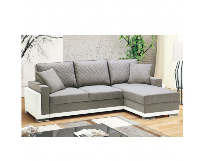 Rohová sedačka s rozkladom a úložným priestorom Indiana P - béžovosivá / biela