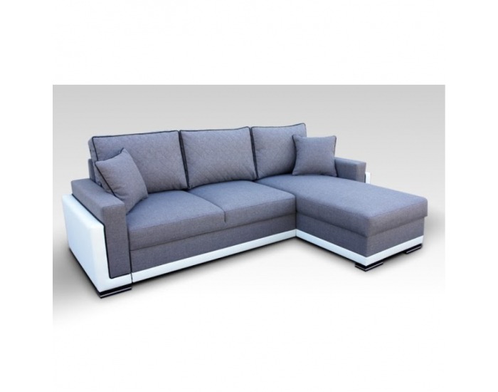 Rohová sedačka s rozkladom a úložným priestorom Indiana P - tmavosivá / biela