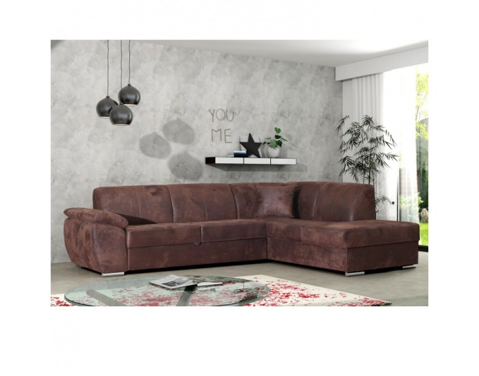Rohová sedačka s rozkladom Vador P - čokoládová