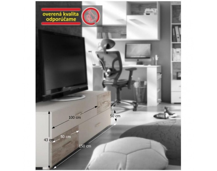 TV stolík Drago JU-63 - biela / dub canyon