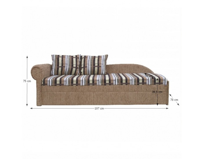 Rozkladacia pohovka s úložným priestorom Aga D L - hnedá / koordinát šenil