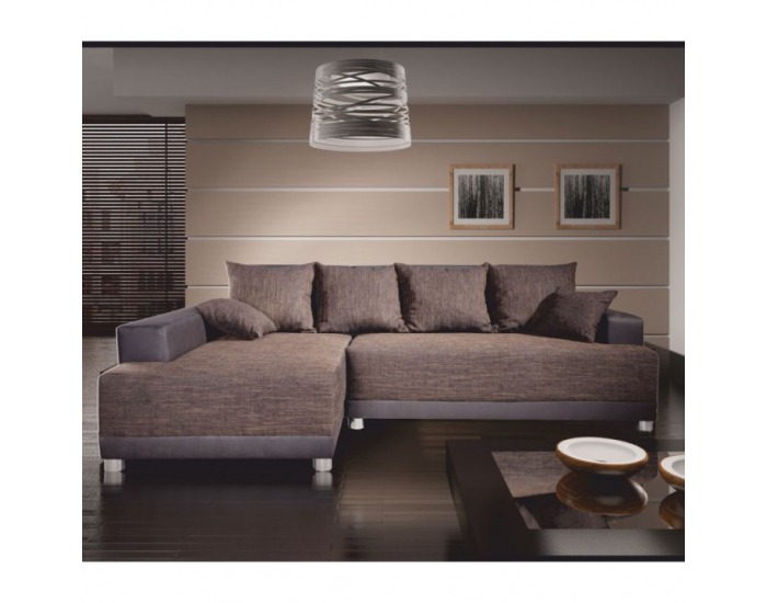 Rohová sedačka s rozkladom a úložným priestorom Boston L - hnedá / tmavohnedá