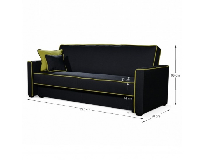 Rozkladacia pohovka s úložným priestorom Lumia - čierna / neónová