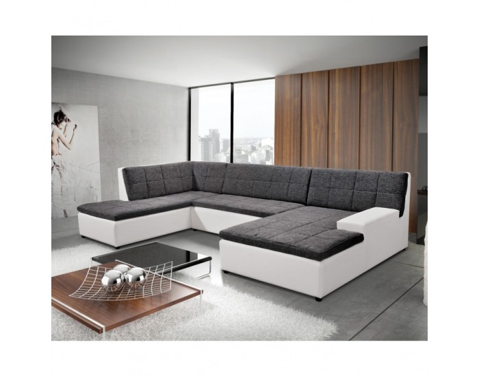 Rohová sedačka U Houston L - biela / sivá