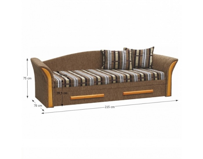 Rozkladacia pohovka s úložným priestorom Patryk - hnedá Arena / jelša