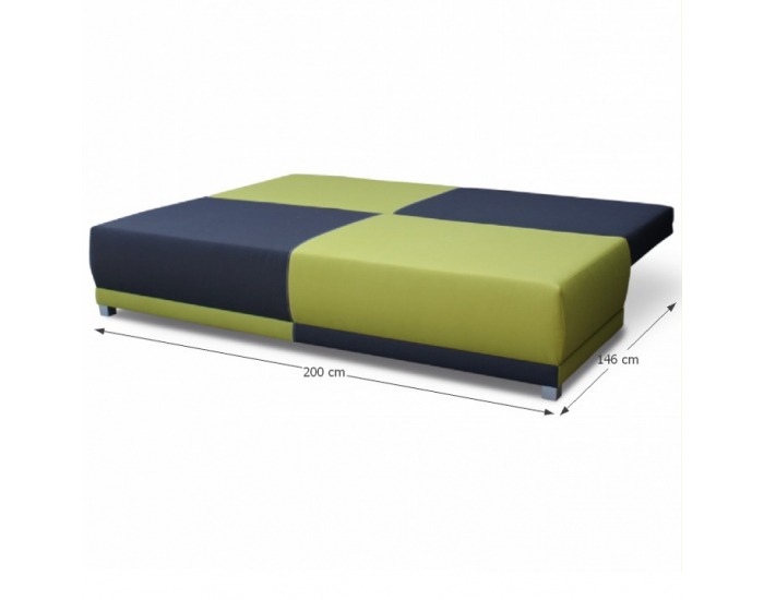 Rozkladacia pohovka s úložným priestorom Spiker - zelená / sivá / vzor