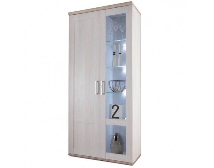 Vitrína s osvetlením Provensal - biela / dub san remo