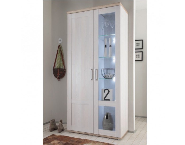 Vitrína s osvetlením Provensal - biela / dub san remo