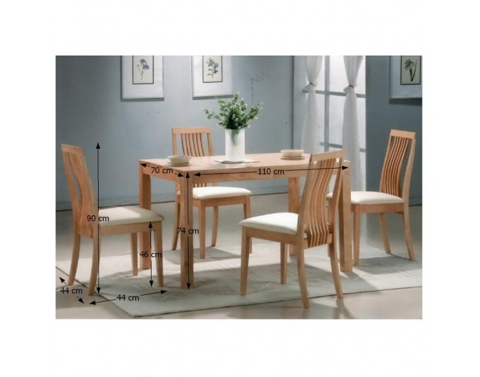 Jedálenský set Castle 1+4 - buk / krémová