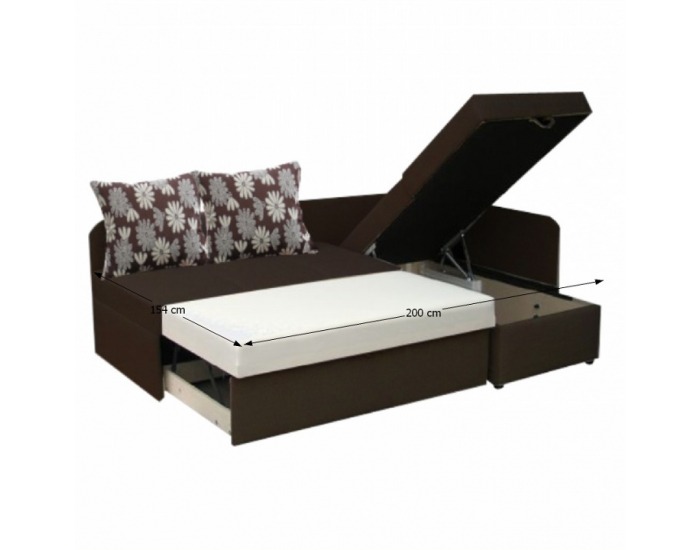 Rohová sedačka s rozkladom a úložným priestorom Hugo 2 P - čokoládová