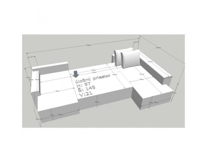 Rohová sedačka U s rozkladom Frankfurt New L/P - biela ekokoža / sivý šenil