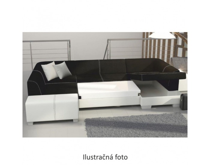 Rohová sedačka U s rozkladom Peter New L - čierna / sivá melírovaná
