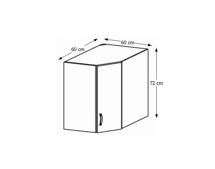 Horná rohová kuchynská skrinka Royal G60N - biela / sosna nordická