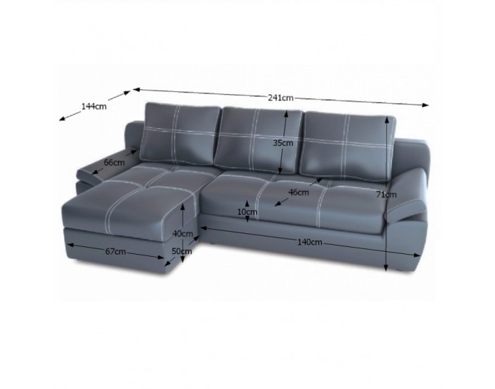 Rohová sedačka s rozkladom a úložným priestorom Ares L - sivá