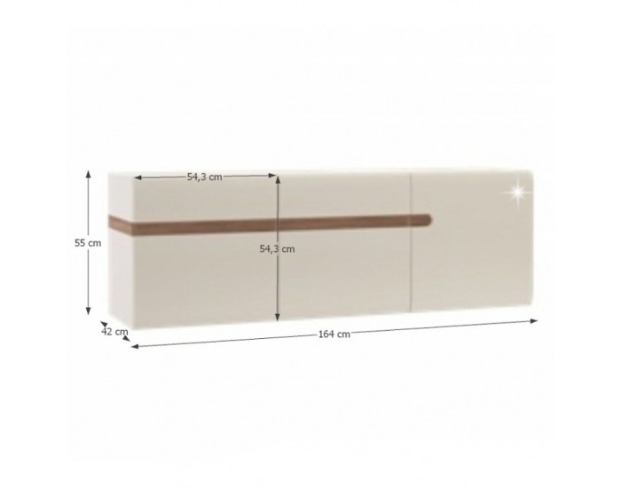 Skrinka na stenu Lynatet 67 - biely vysoký lesk / dub sonoma truflový