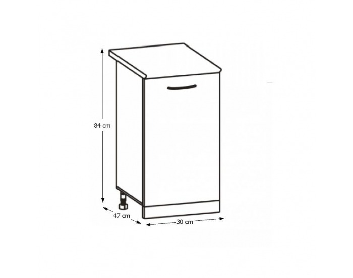 Dolná kuchynská skrinka Cyra New D-30 - dub sonoma / biela