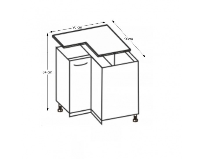 Dolná rohová kuchynská skrinka Cyra New DN-90 - dub sonoma / biela