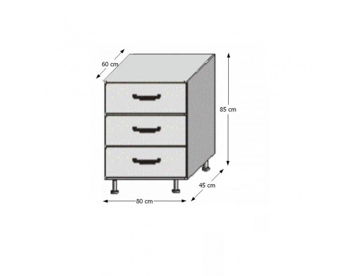 Dolná kuchynská skrinka Jura New B D-80 S3 - biela / wenge