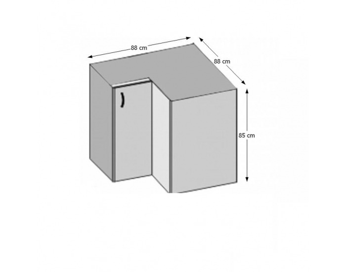 Dolná rohová kuchynská skrinka Lenka DN-88*88 - orech