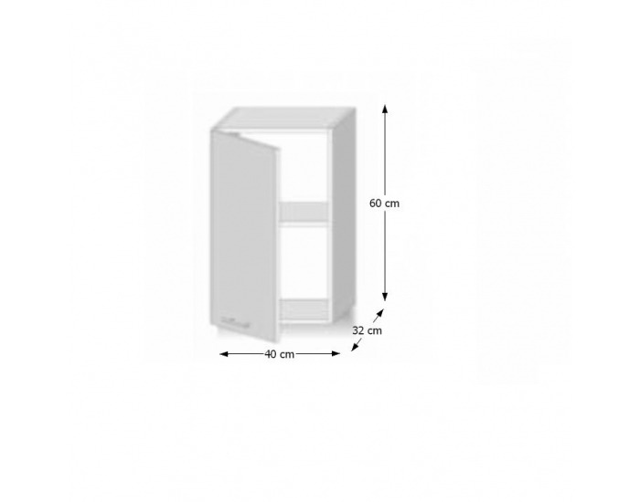 Horná kuchynská skrinka Line White G40 - biely vysoký lesk / dub sonoma