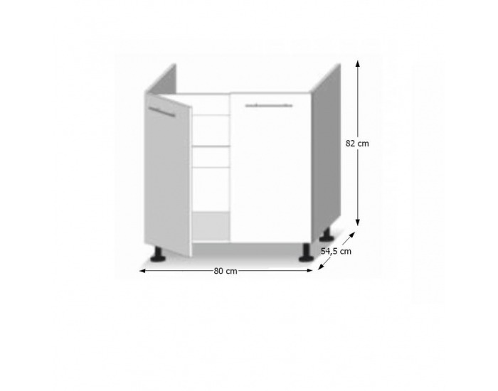 Drezová kuchynská skrinka Line D80 ZL - dub sonoma / biela